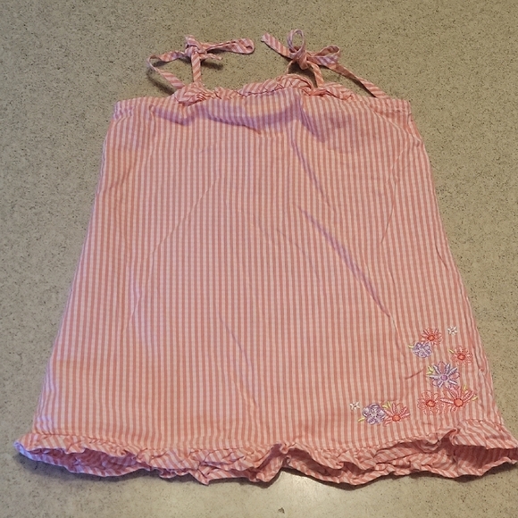 Oshkosh Pink Striped Sleeveless Dress with Floral Embroidery Size 2T - Picture 1 of 5